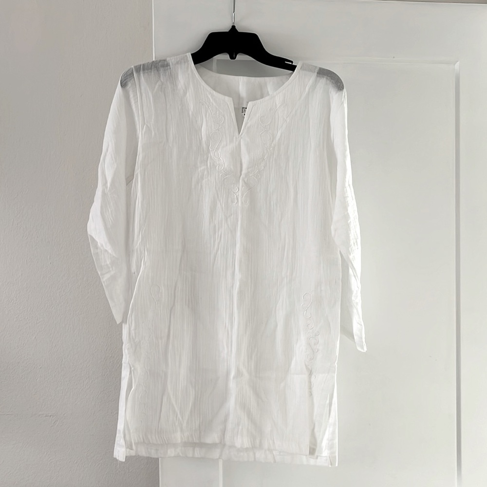 Cotton embroidered beach coverup